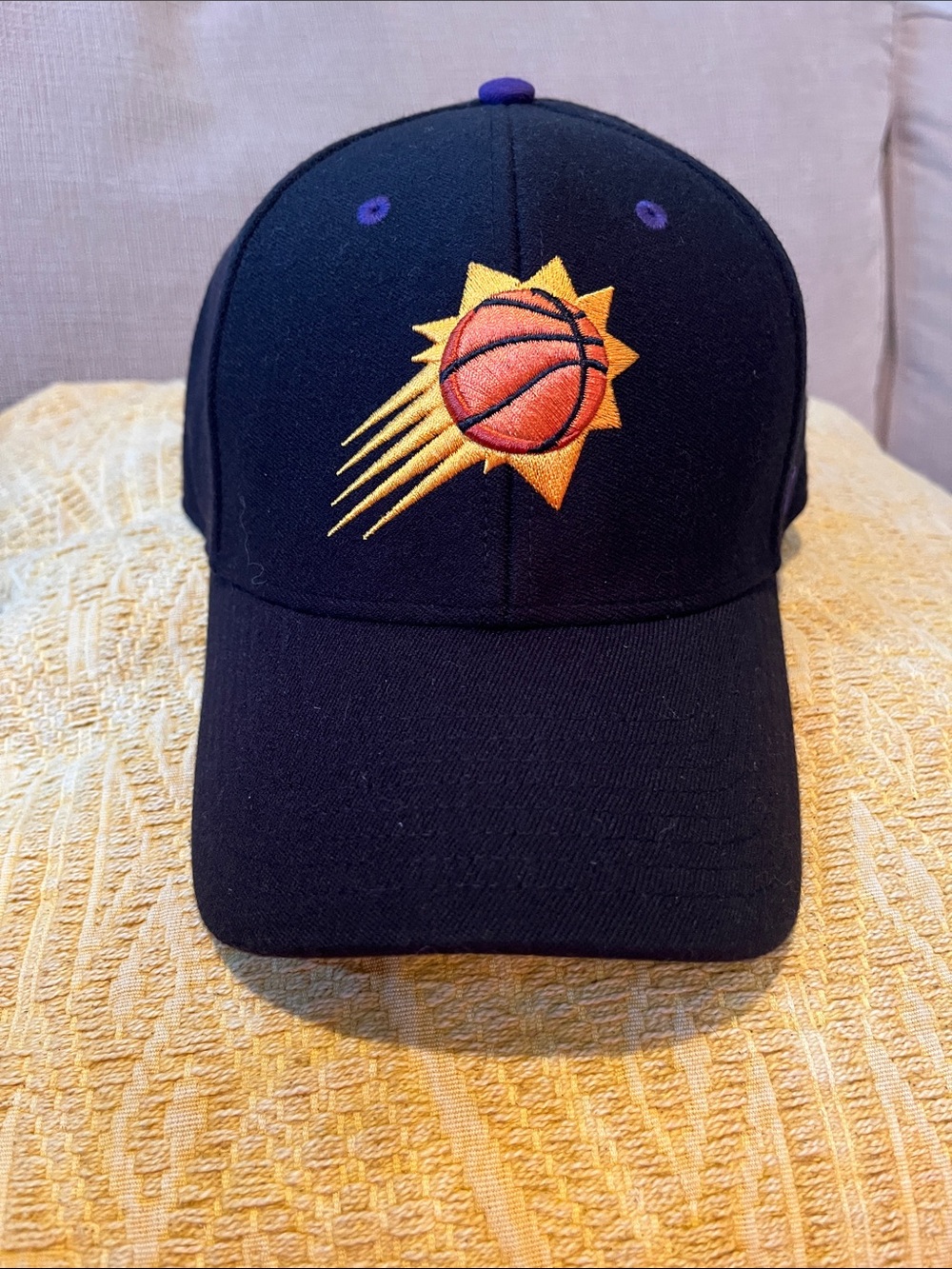 Black Baseball Cap with Orange Phoenix Suns Embroidery